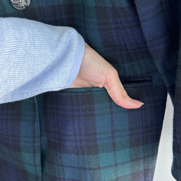 Giorgio Di Sant Angelo 100% Pure Wool Blue and Green Plaid Blazer, Size 14 - Picture 13 of 16